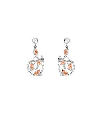 Clogau Sterling Silver /9ct Rose Gold Awelon Drop Earrings Ref 3SAWLE