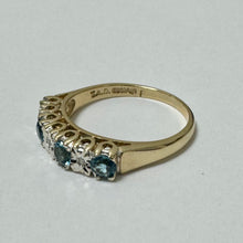 Load image into Gallery viewer, 9ct Yellow Gold Blue Topaz and Diamonds Set Ring Pre-Loved Ref PLR92
