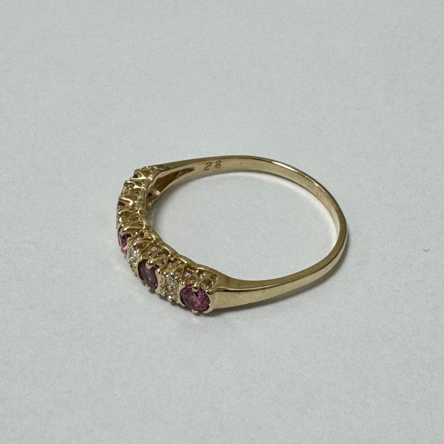 9ct Yellow Gold Ruby & Diamond Eternity Style Ring Pre-Loved Ref PLR40