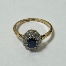 Load image into Gallery viewer, 18ct Yellow Gold Sapphire and Diamonds Cluster Ring - Pre Loved Ref PLR94
