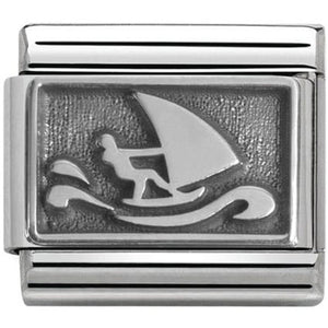 Nomination Classic Silvershine Oxidised Windsurfer Charm 330102/15