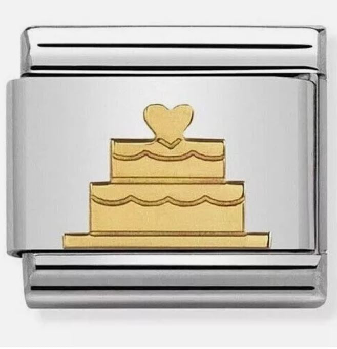 Nomination Classic 18K Gold Tiered Wedding Cake Heart Charm 030162/40