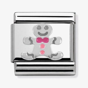 Nomination Classic Silvershine and Enamel Christmas Gingerbread Man Charm 330204/09