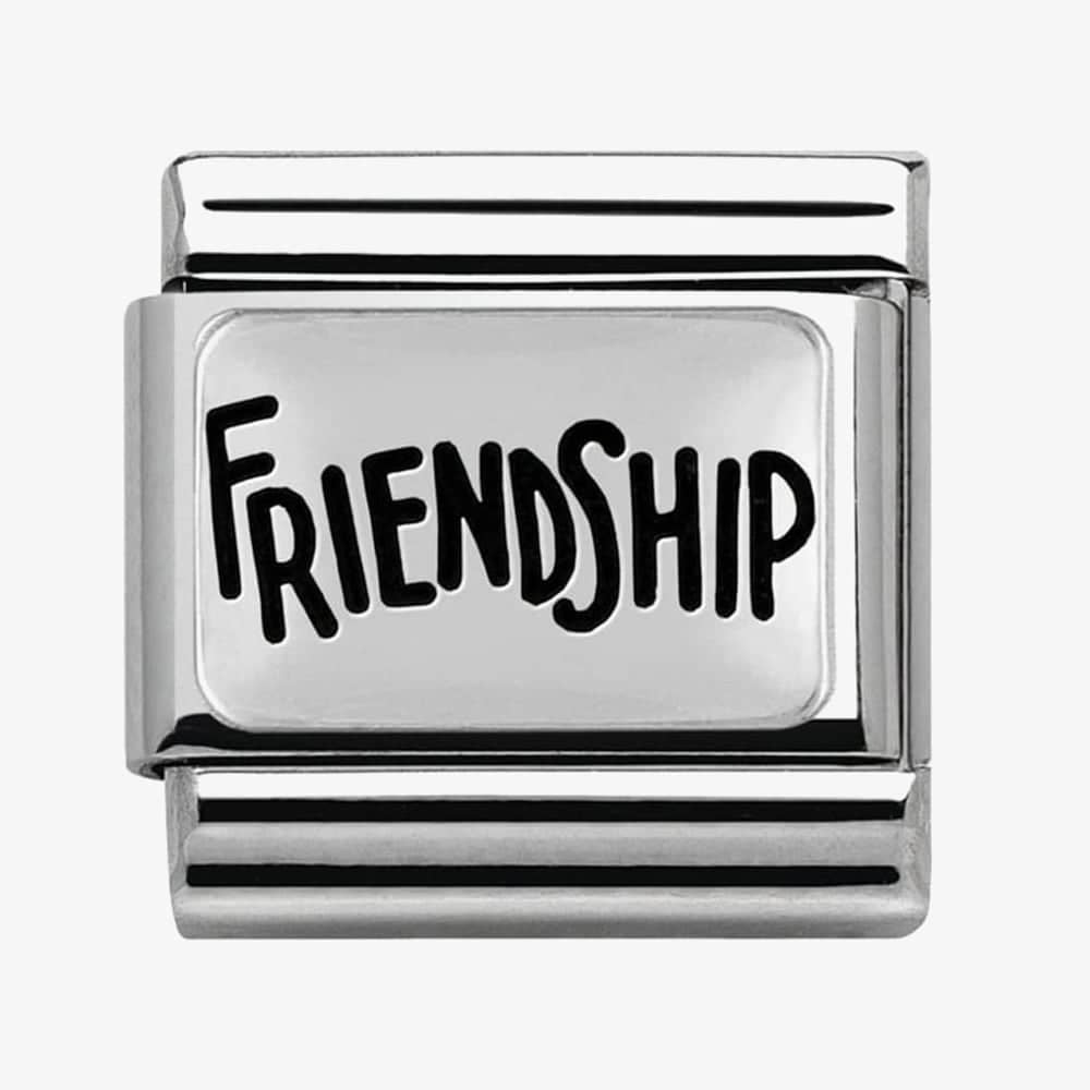 Nomination Classic Silvershine Enamel Black Writing Friendship Charm 330102/40