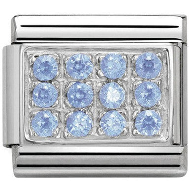 Nomination Classic Silvershine Light Blue Cubic Zirconia Pave Set Charm 330307/05