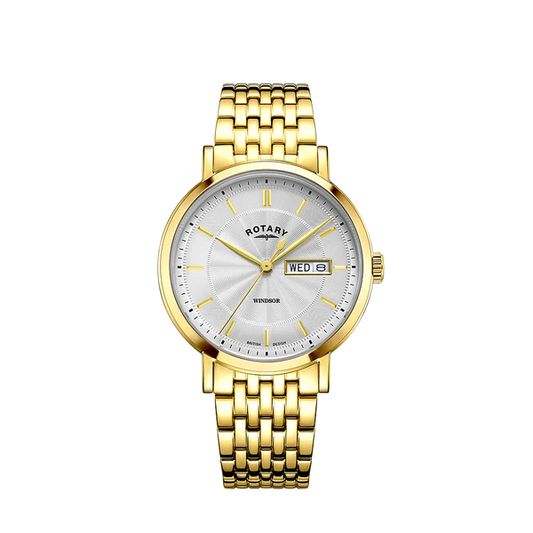 GB05423/02 Rotary Gents Windsor gold plated with date Bracelet watch