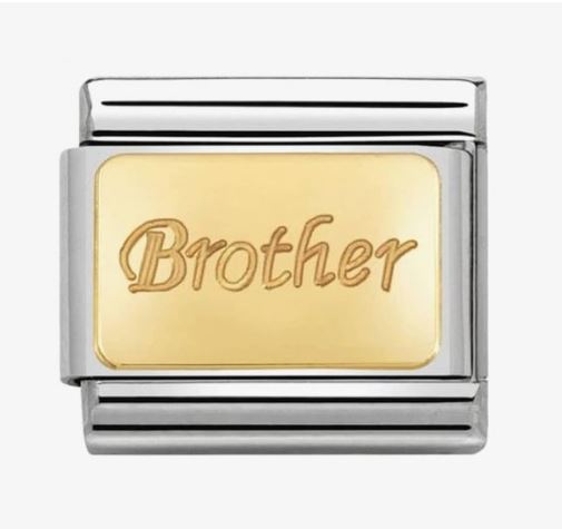 Nomination Classic 18K Gold Engraved Brother Charm 030121/35