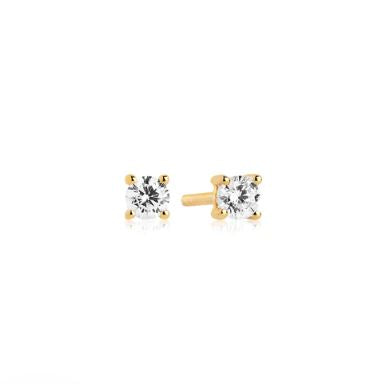 SJ-E3MMRD-CZ-YG SIF JAKOBS Princess Piccolo White Cubic Zircon Set Stud Earrings 18ct Yellow Gold Plated Silver