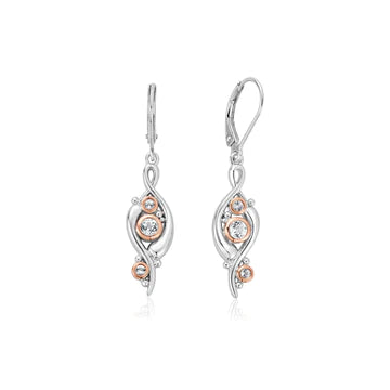 3SSWF0343 Clogau Silver/9ct gold Pistyll Rhaeadr drop earrings