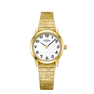 LB00762 Rotary Ladies PVD gold plated White dial Expander bracelet watch