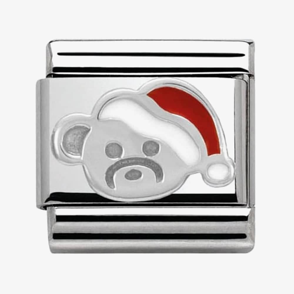 Nomination Classic Silvershine and Enamel Teddy in Christmas Hat Charm 330204/13