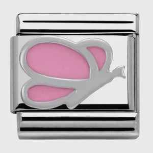 Nomination Classic Silvershine and Enamel Pink Butterfly Charm 330202/03