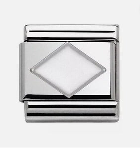 Nomination Classic Silvershine and White Enamel Rhombus Shape Charm 330202/09