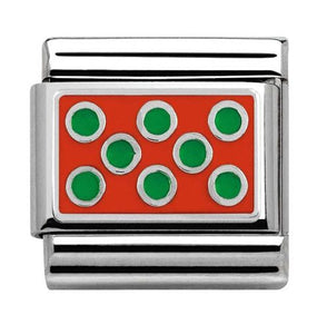 Nomination Classic Silvershine and Enamel Orange and Green Polka Dot Charm 330206/09