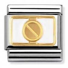 Nomination Classic 18K Gold and Enamel Gold Elegance White Screw Charm 030280/05