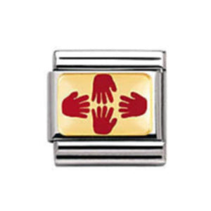 Nomination Classic 18K Gold and Enamel Gold & Red Peace and Love Hands Symbol Charm 030270/11