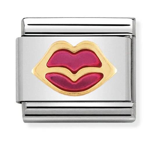 Nomination Classic 18K Gold and Enamel Gold & Fuchsia Lips Charm 030209/31