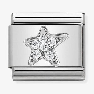 Nomination Classic Silvershine White CZ Set Asymmetric Star Charm 330304/25