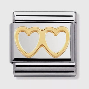 Nomination Classic 18K Double Heart Charm 030116/03