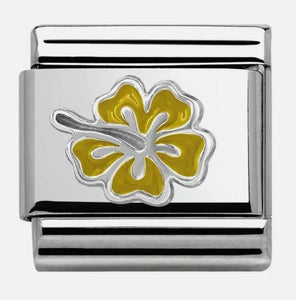 Nomination Classic Silvershine and Enamel Yellow Hibiscus Charm 330202/22