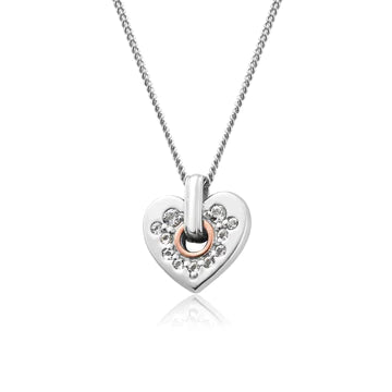 3SCRS0193 Clogau Silver/9ct gold Cariad Sparkle small Heart pendant