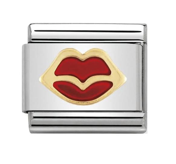 Nomination Classic 18K Gold and Enamel Gold & Red Lips Charm 030209/32