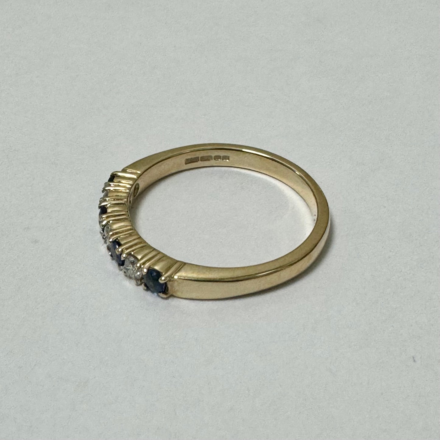 9ct Yellow Gold Sapphires and Diamonds Eternity Ring Pre-Loved