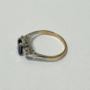 18ct  Yellow Gold and Platinum Sapphires and Diamonds Ring Pre-Loved Ref PLR87