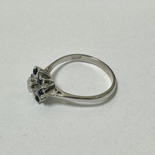 Load image into Gallery viewer, 18ct White Gold Sapphire and Diamonds Cluster Style Ring Pre Loved Ref PLR116
