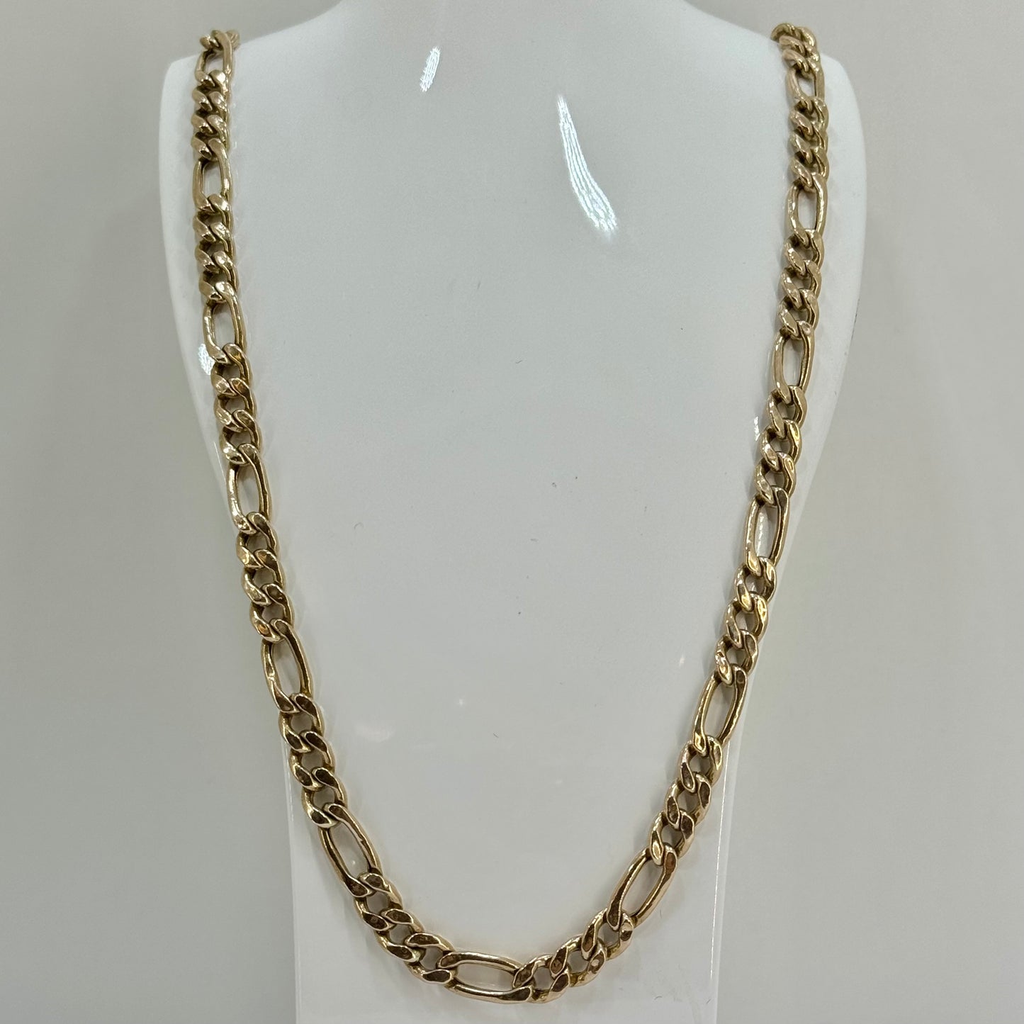 PLN2 9ct Yellow Gold Figaro Chain Necklace Pre Loved