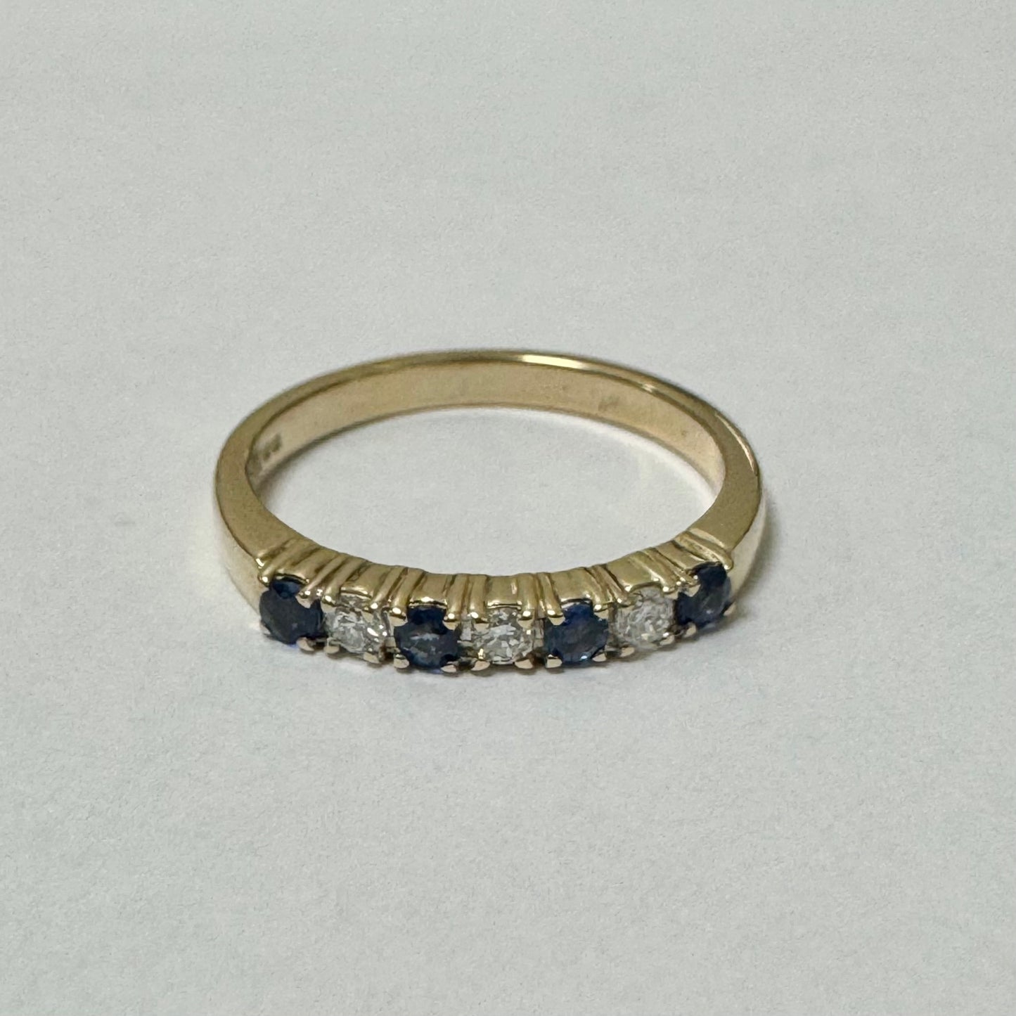 9ct Yellow Gold Sapphires and Diamonds Eternity Ring Pre-Loved