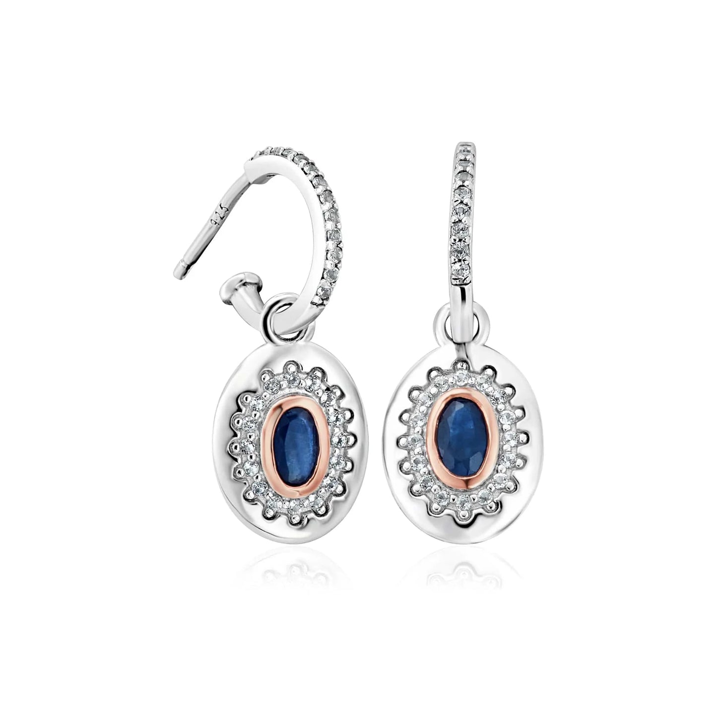 3SLDD0070 Clogau Silver/9ct gold Princess Diana Sapphire Earrings