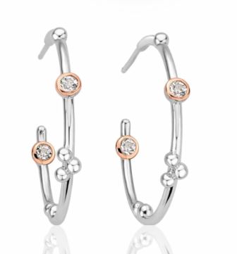 3SMHHE1 Clogau Silver Celebration Half Hoop Earrings