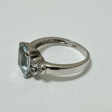 Load image into Gallery viewer, 18ct White Gold Aquamarine  and Diamonds Set Ring Pre-Loved
