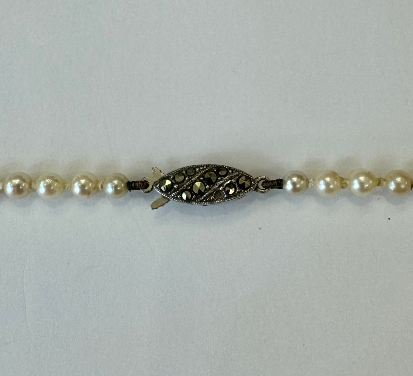 Fresh Water Graduated Pearl Necklace 86 Pearls With Marcasite Clasp - Pre Loved