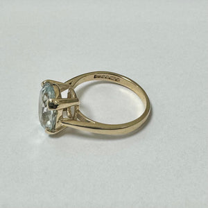 9ct Yellow Gold Blue Topaz Set Ring Pre Loved PLR120