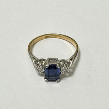 Load image into Gallery viewer, 18ct  Yellow Gold and Platinum Sapphires and Diamonds Ring Pre-Loved Ref PLR87
