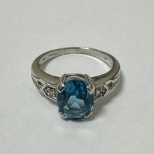 Load image into Gallery viewer, 9ct Yellow Gold Blue Topaz and Diamond Ring - Pre Loved Ref PLR105
