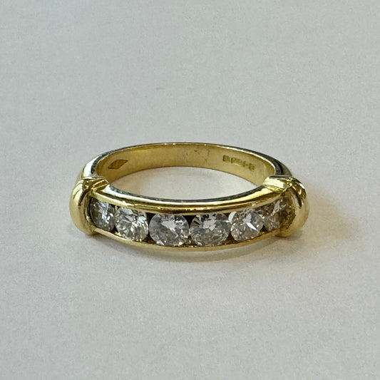 18ct Yellow Gold 6 Diamond Eternity Style Ring Pre-Loved Ref PLR101