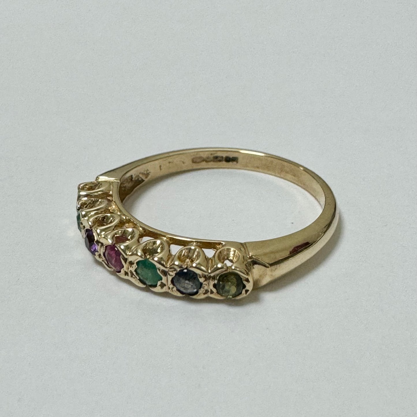 9ct Yellow Gold Multi-Coloured Stones Set Ring  - Pre Loved Ref PLR96