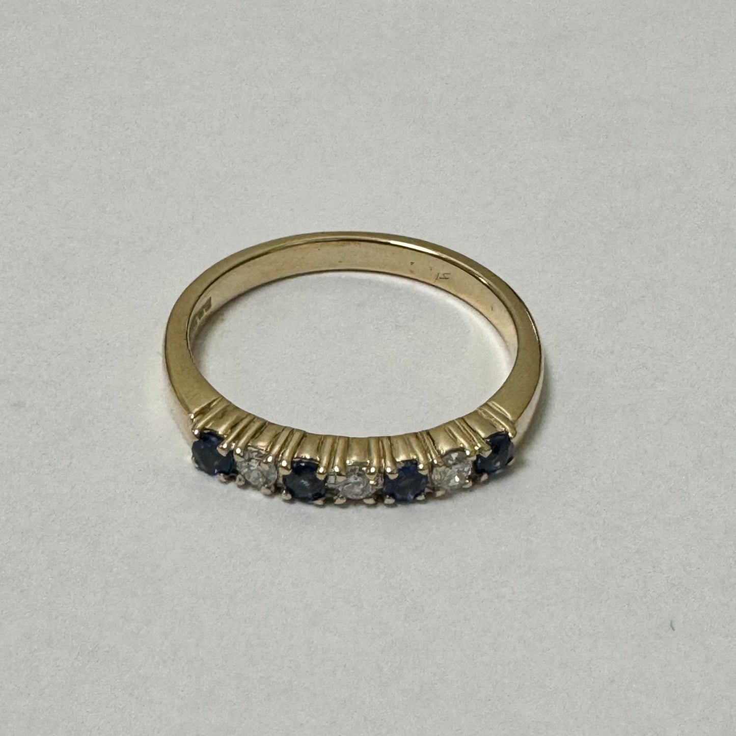 9ct Yellow Gold Sapphires and Diamonds Eternity Ring Pre-Loved