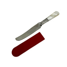 Load image into Gallery viewer, 7771 Silver Fruit Knife with Mother Of Pearl Handle in Leather Pochette
