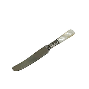 7771 Silver Fruit Knife with Mother Of Pearl Handle in Leather Pochette