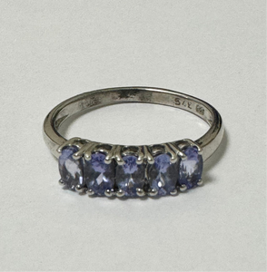 9ct White Gold 5 Tanzanite Set Ring - Pre-Loved Ref PLR89