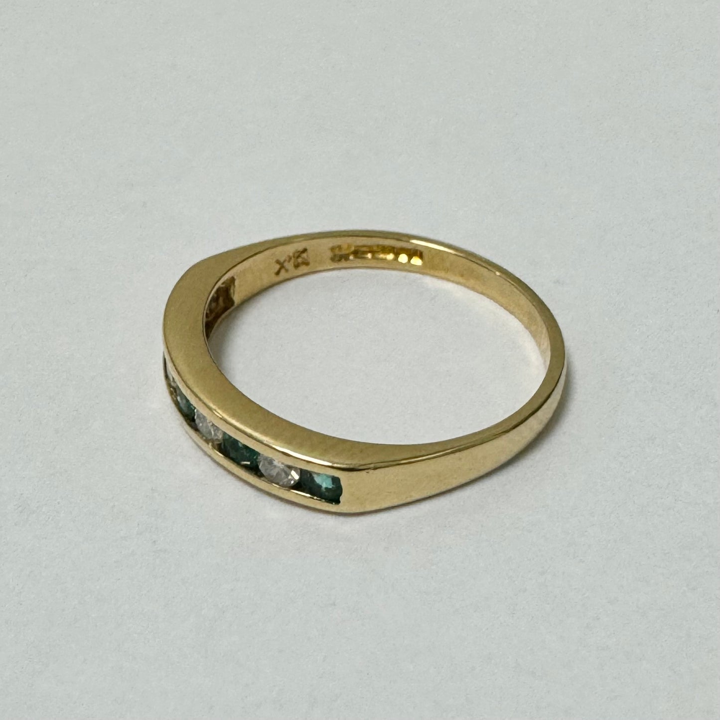 18ct Yellow Gold Emeralds and Diamonds Eternity Ring Pre-Loved