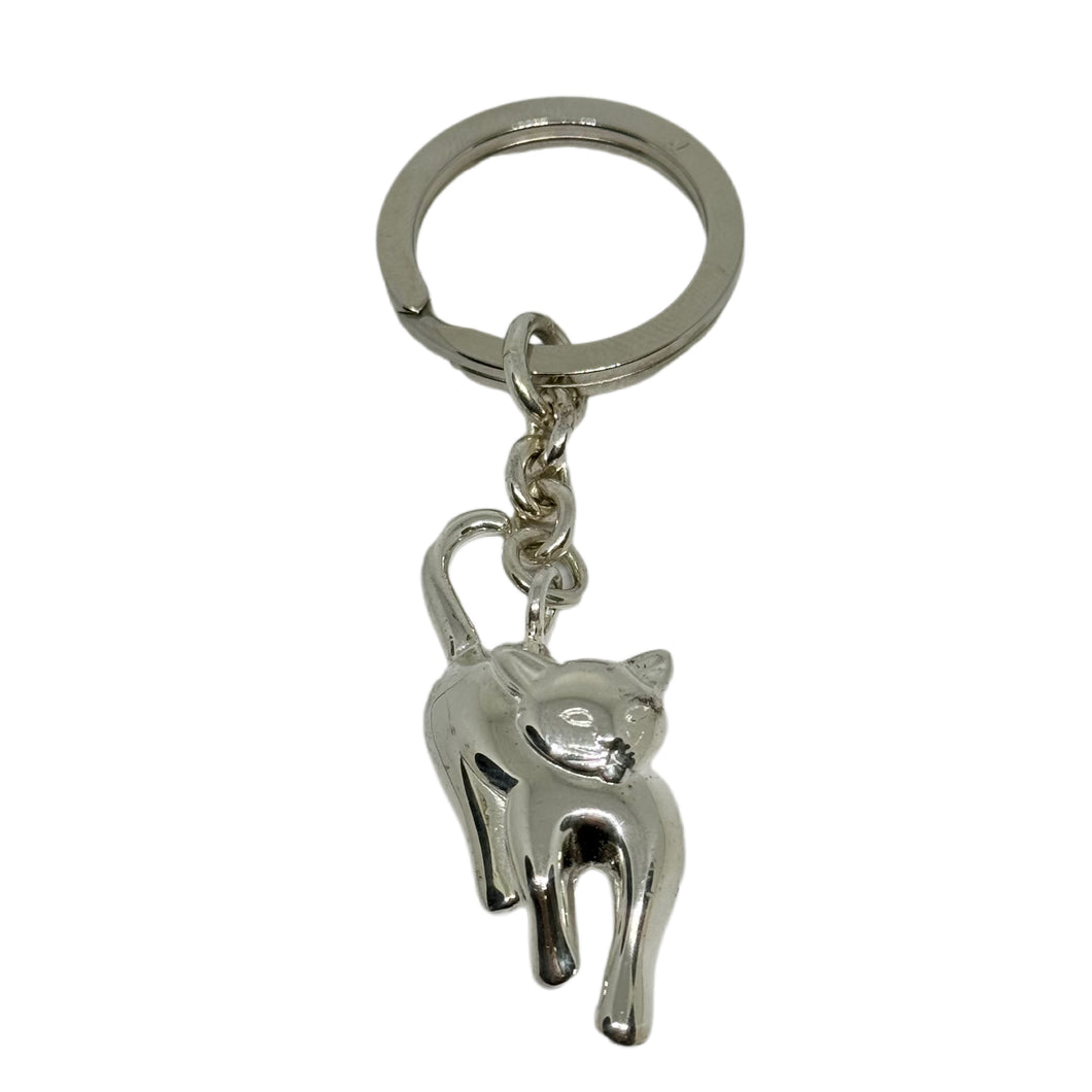 8733 Sterling Silver Cat Key Ring