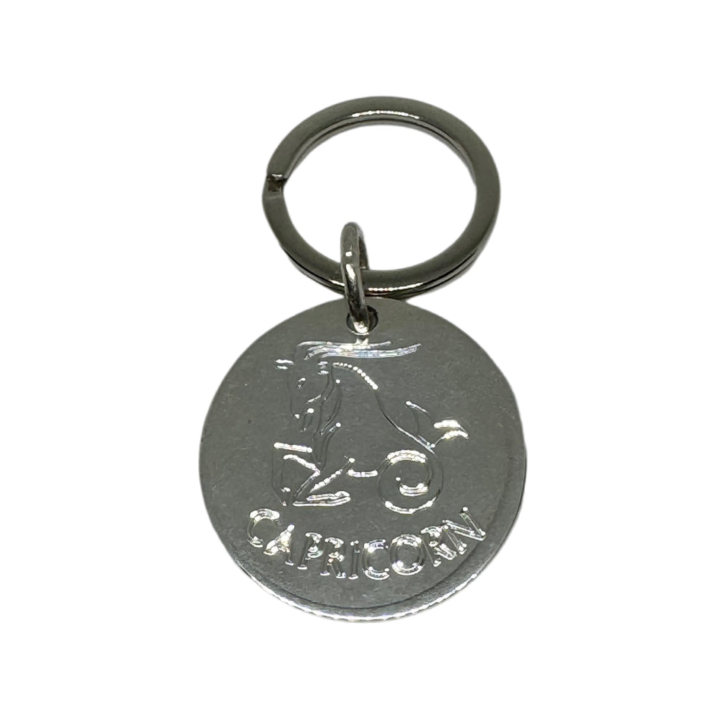 8766 Sterling Silver Capricorn zodiac sign key Ring.