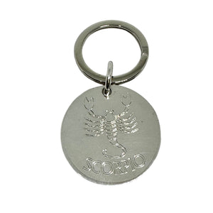 8766 Sterling Silver Scorpio zodiac sign key Ring.