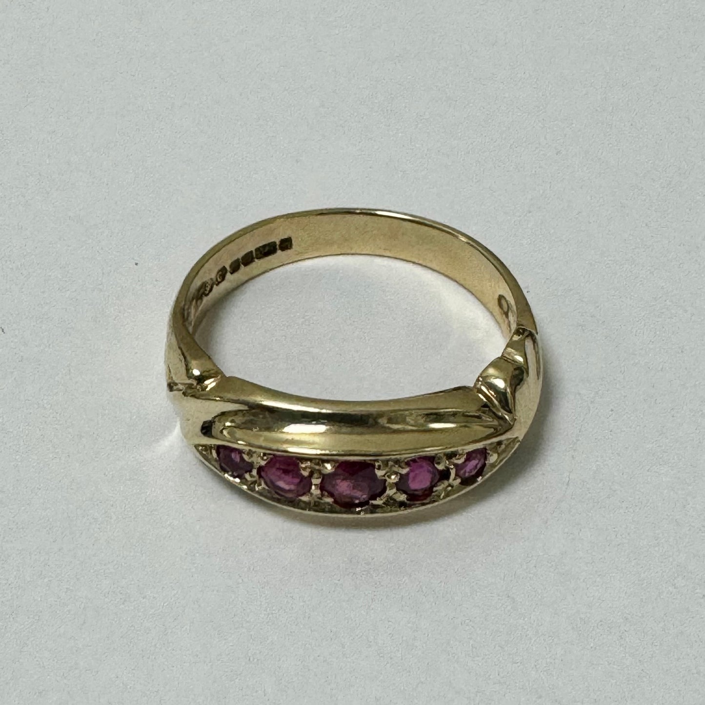 9ct Yellow Gold 5 Ruby Stone Set Ring Pre-Loved Ref PLR14