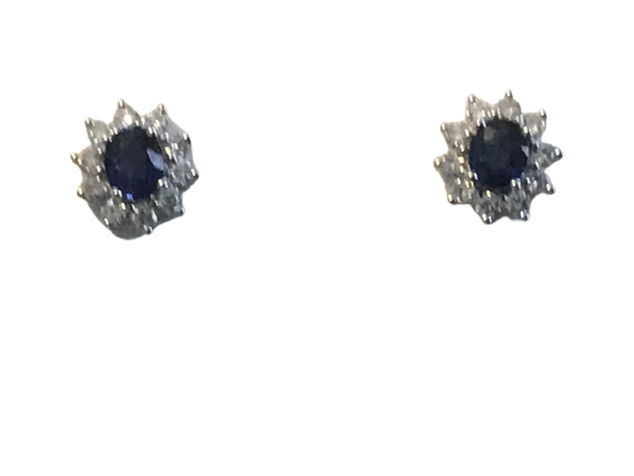 18ct White Gold Sapphire/diamond stud Earrings